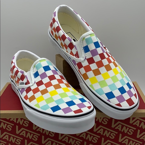 VANS CLASSIC SLIP ON CHECKERBOARD PAINBOW WMNS - Picture 7 of 16